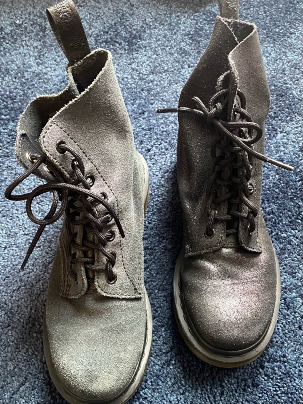 Dr. Martens Women's Black  Suede Lace-Up Combat Boots